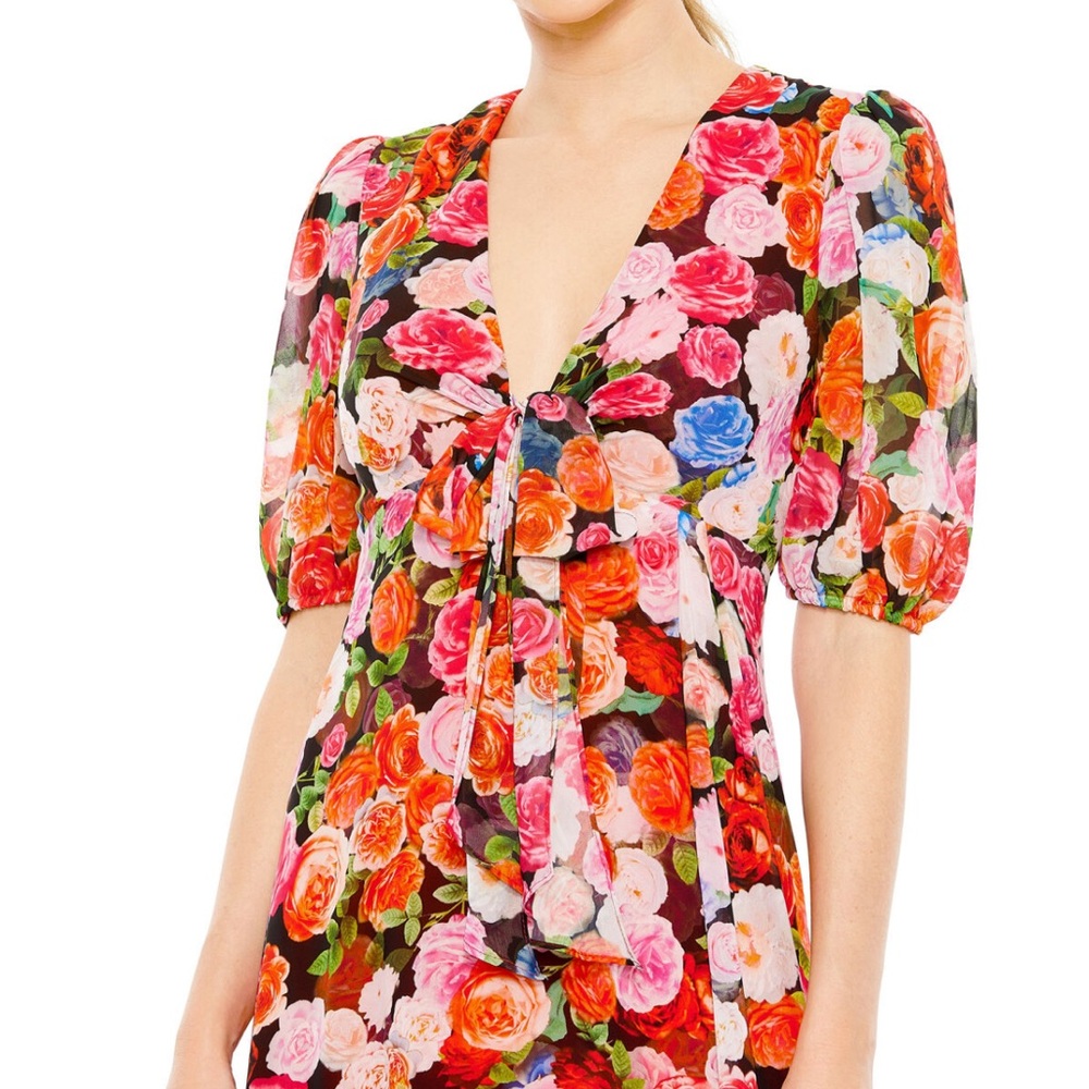 ✔️#69B BNWT Ieena for Mac Duggal 55626 Empire Silhouette Floral Dress